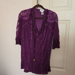 Chic Purple Lace Women's Blouse